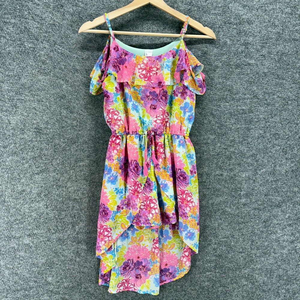 Japna Dress Girls 14 Pink Floral Sheath Short Sleeveless Round Neck Casual